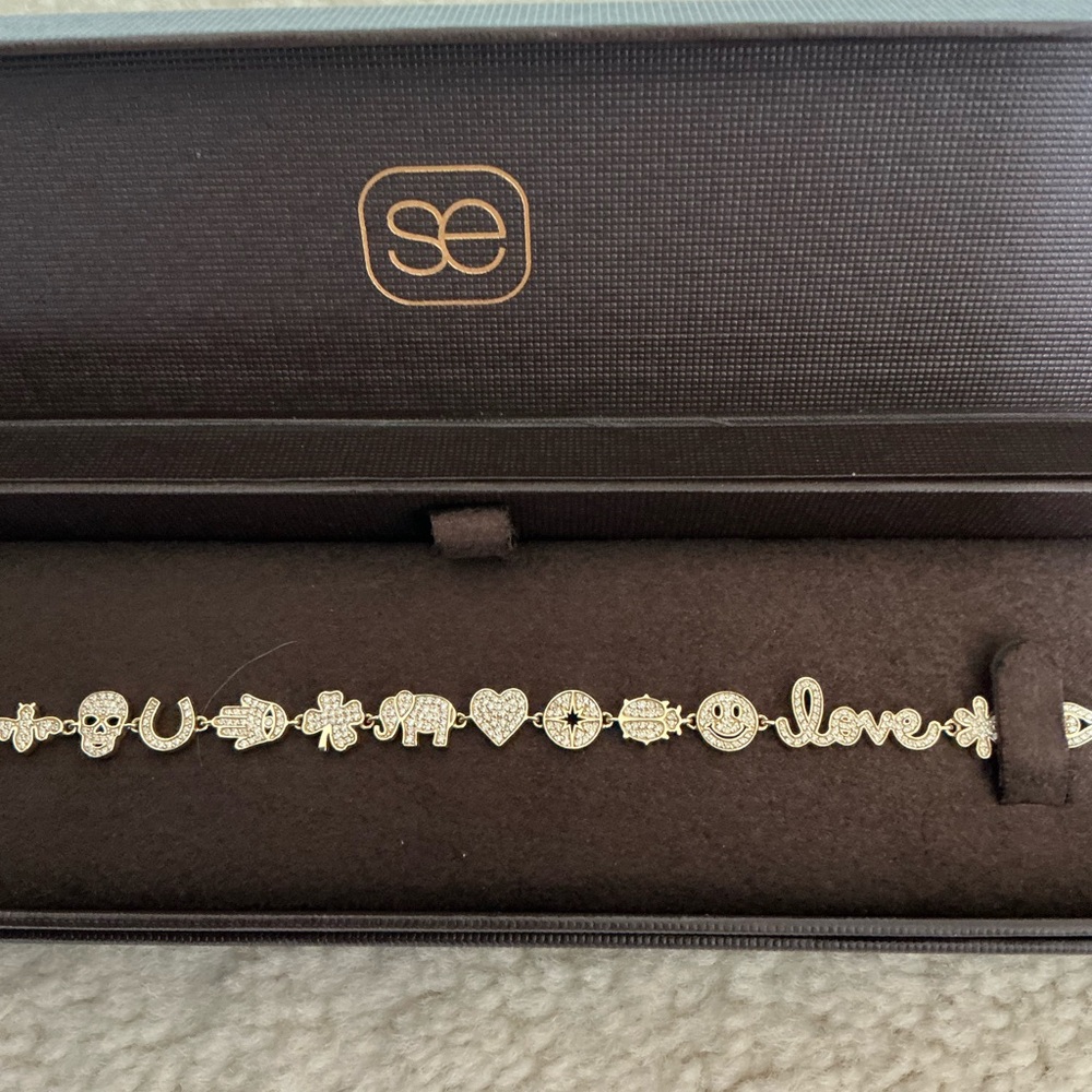 BRAND NEW BEAUTIFUL SYDNEY EVAN SMALL DIAMOND GOLD ICON ANNIVERSARY BRACELET - Picture 14 of 16
